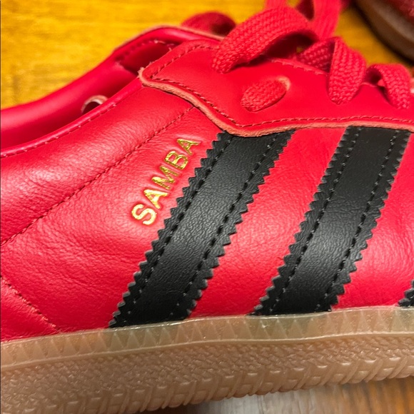 Adidas Red and Black Men's Sneakers, man 8.5, woman about 10, red leather, suede - Picture 11 of 12